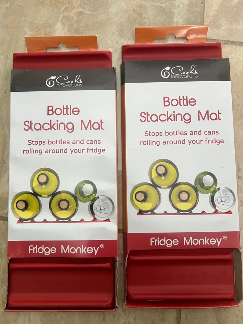New 2 pack Fridge Monkey Bottle Stacking Mat - Red